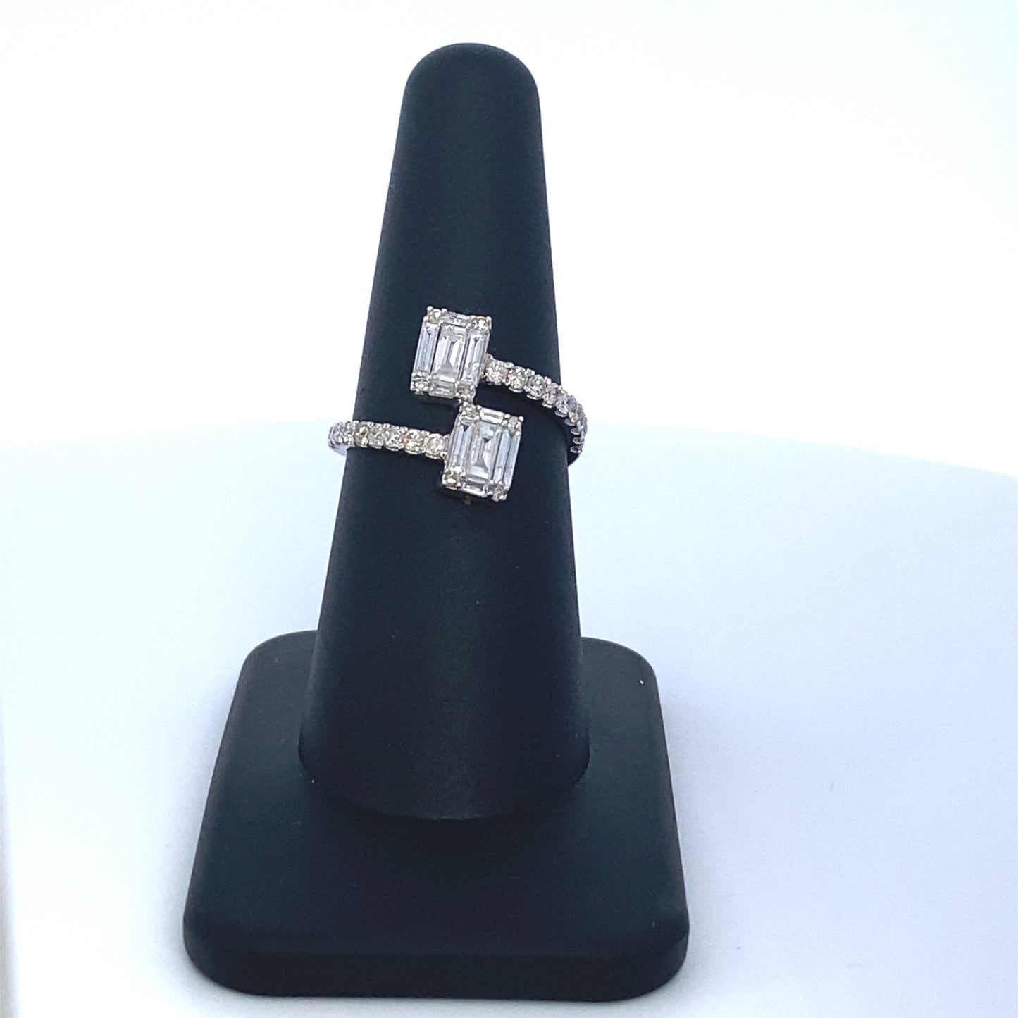 14K Diamond Baguette Double Claw Ring
