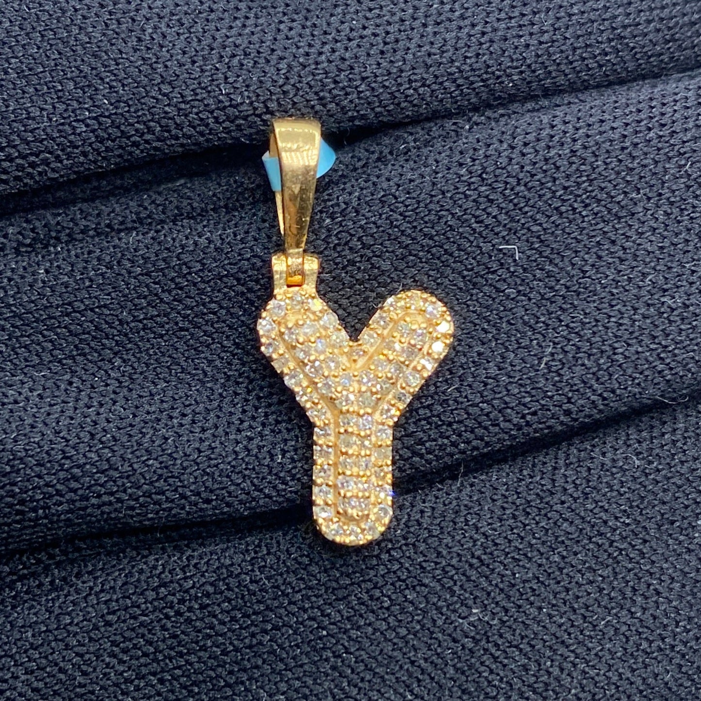 14k Initial Y Bubble Pendant