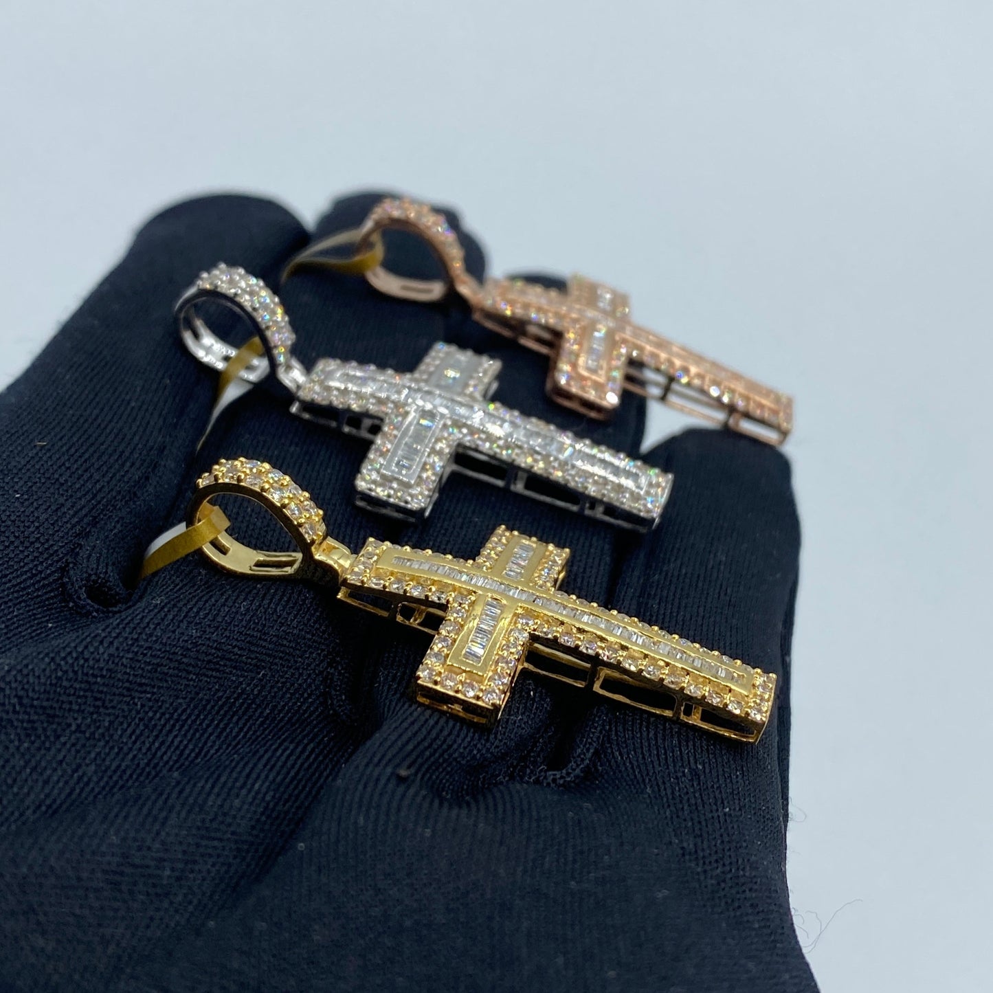 10K Latin Cross Diamond Baguette Pendant