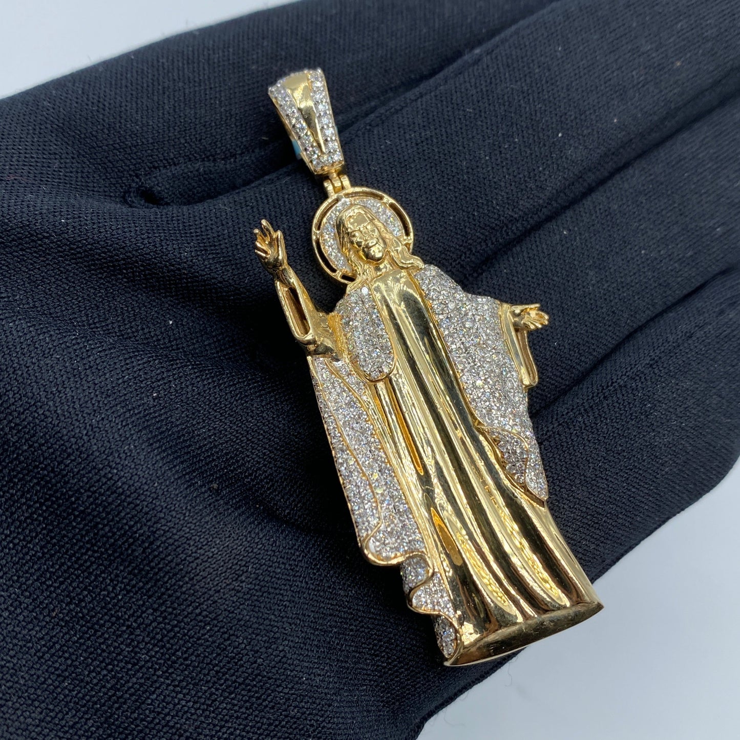 14K Jesus Diamond Pendant
