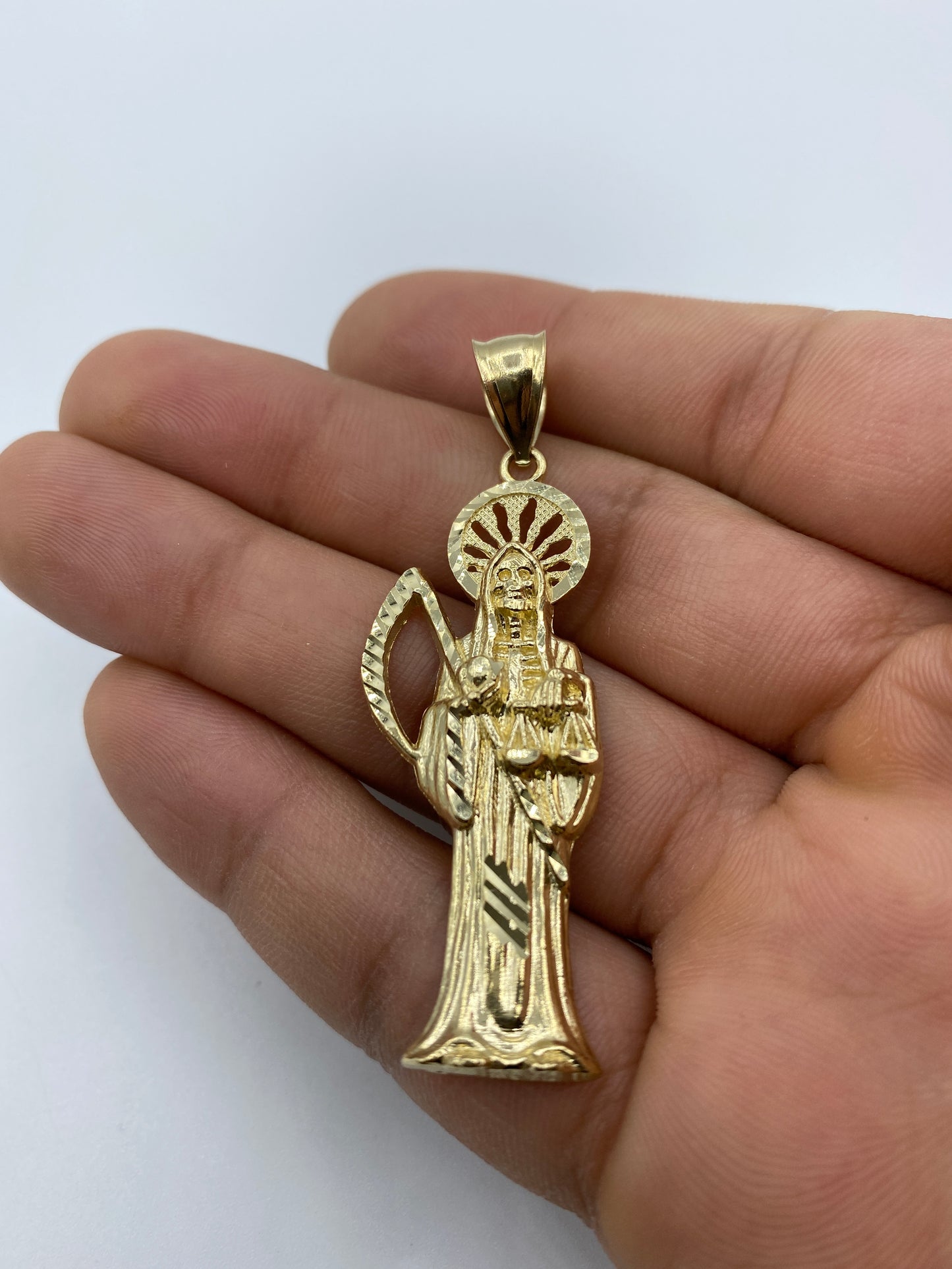 14K Santa Muerte Grim Reaper Pendant