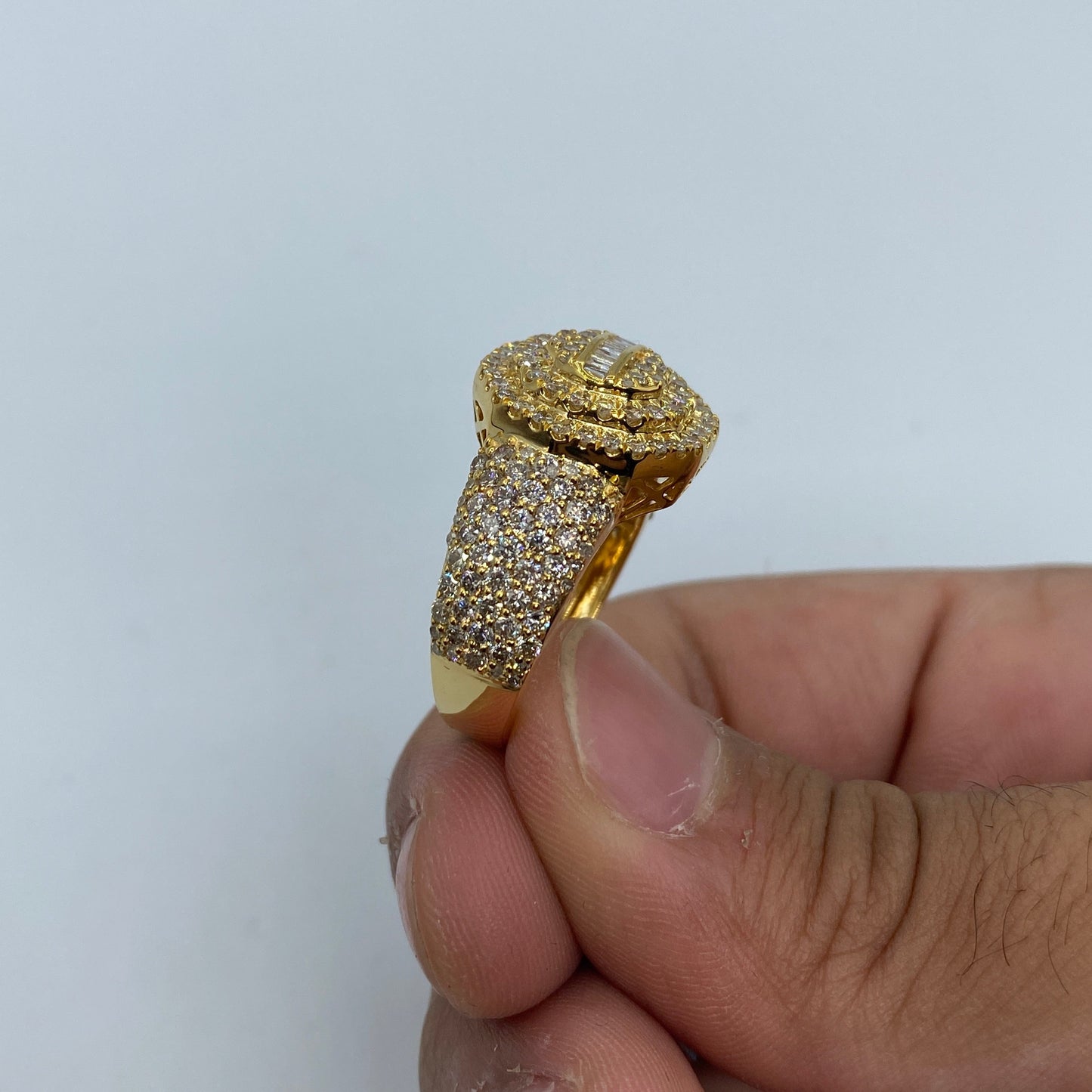 14K Polygon Diamond Baguette Ring