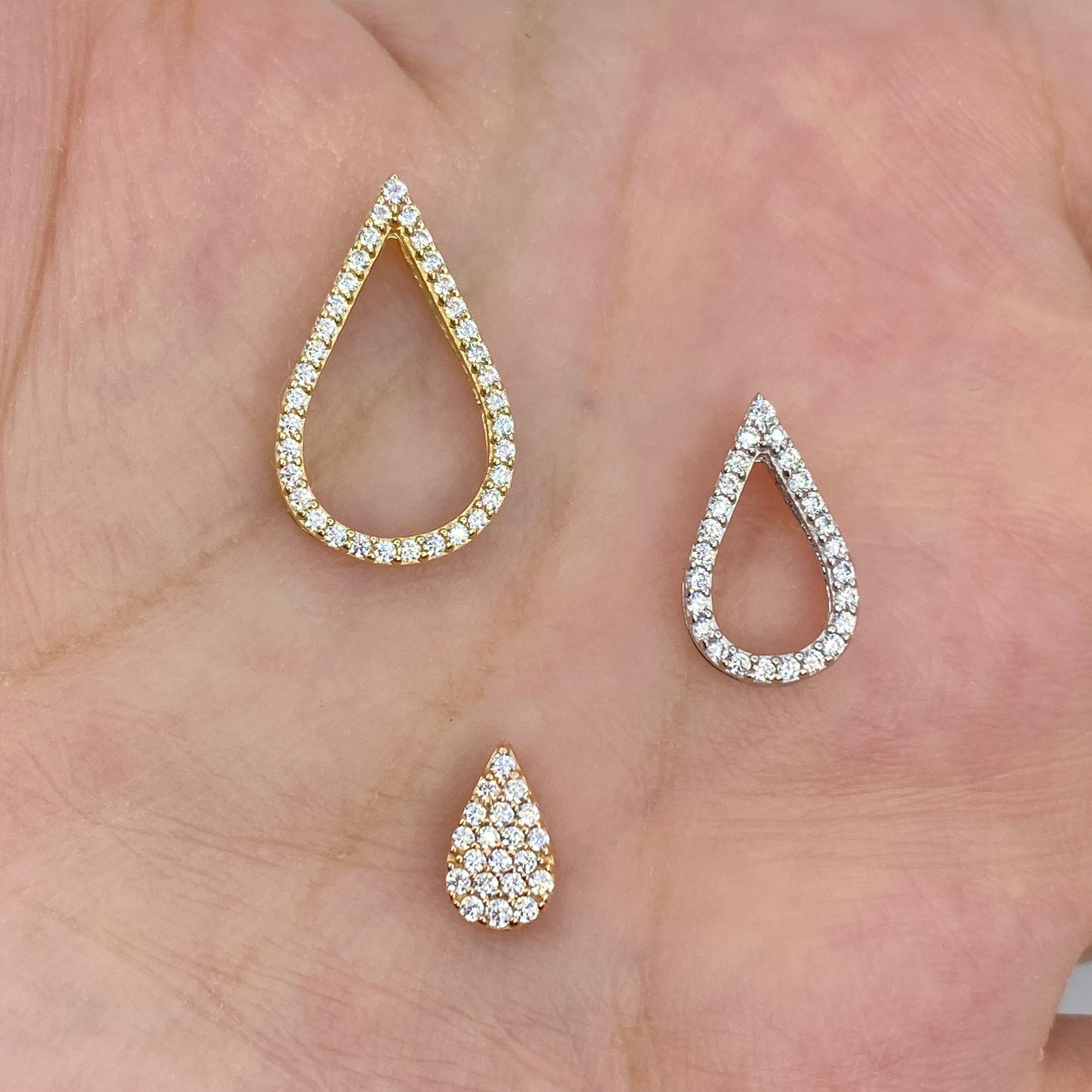 14K 3 Tier Drip Drop Tear Pendant Necklace