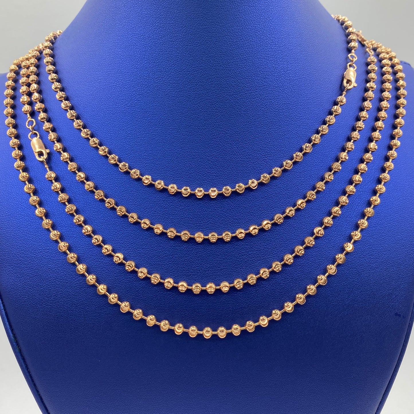 14K Rose Gold 4.2MM Moon Cut Chain 16-22"