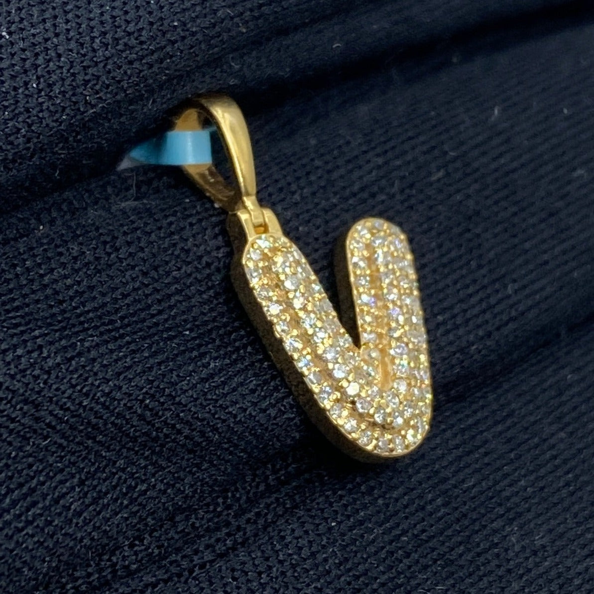 14k Initial V Bubble Pendant