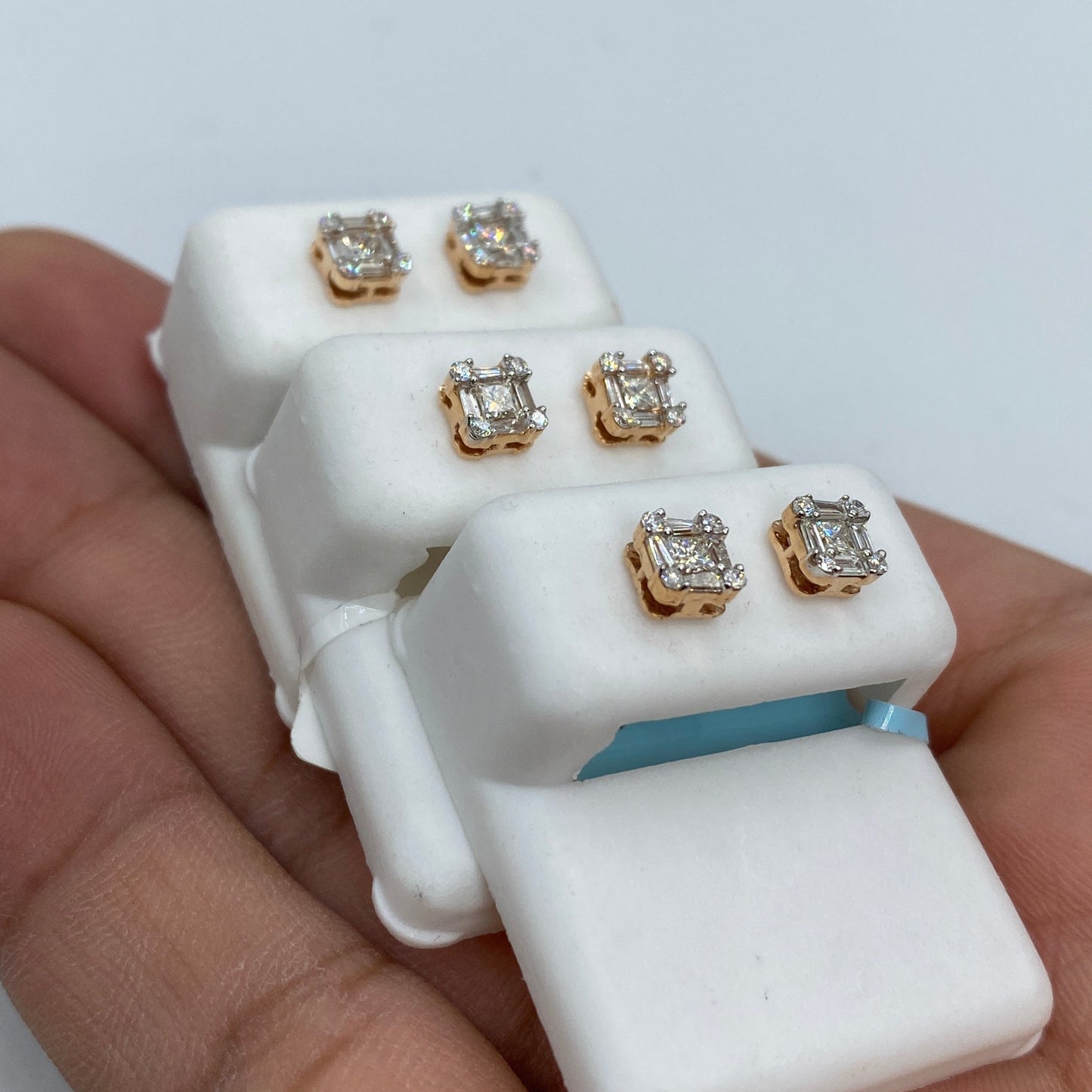14K Diamond Baguette Stud Earrings