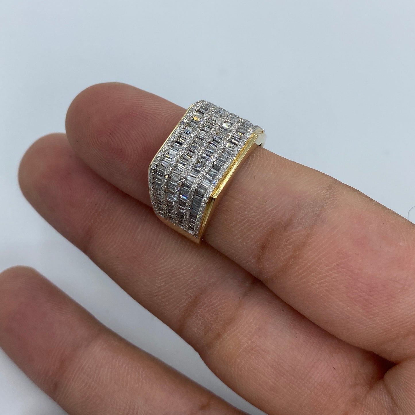 14K Rectangle Quad-Row Diamond Baguette Ring