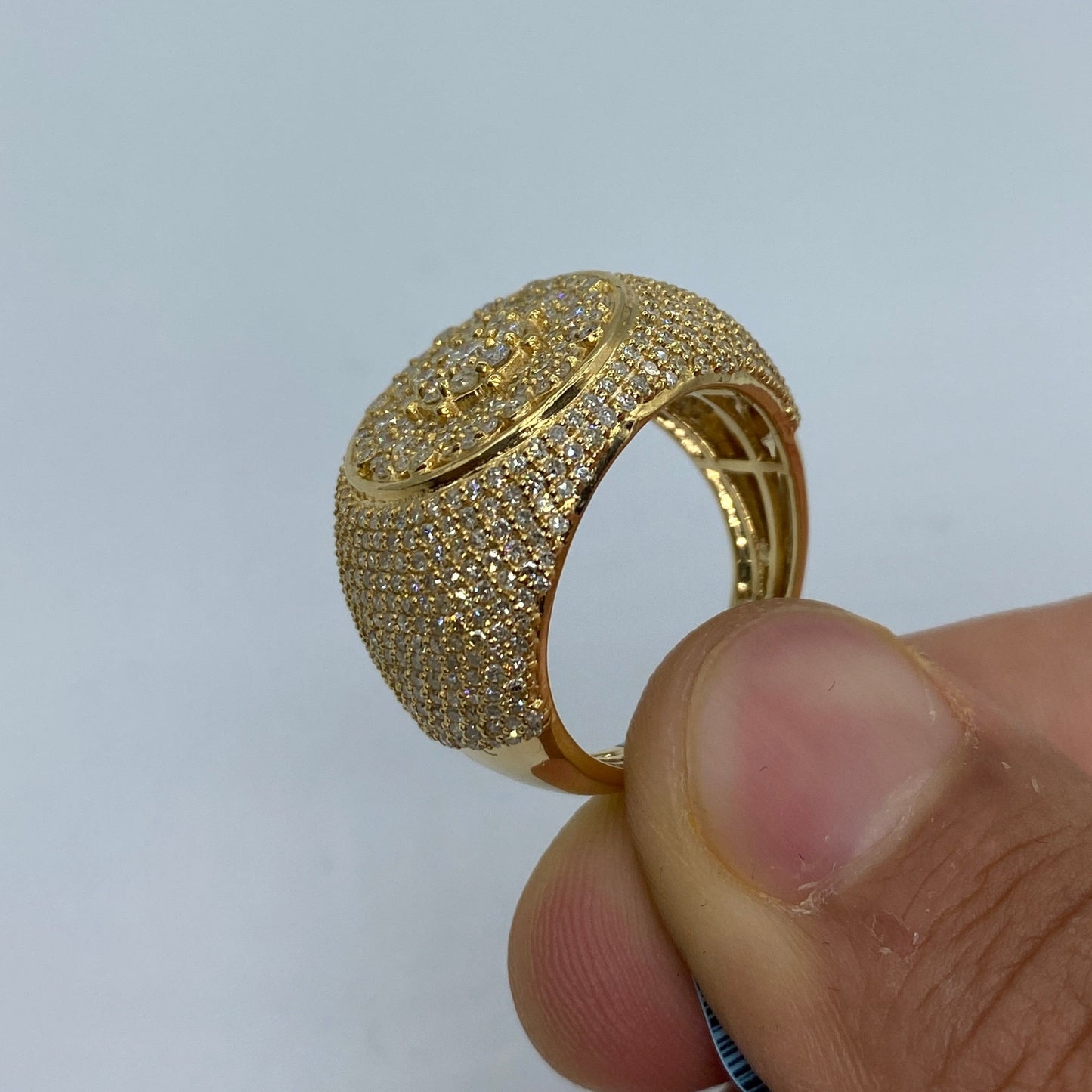 14K Flower Diamond Dome Ring