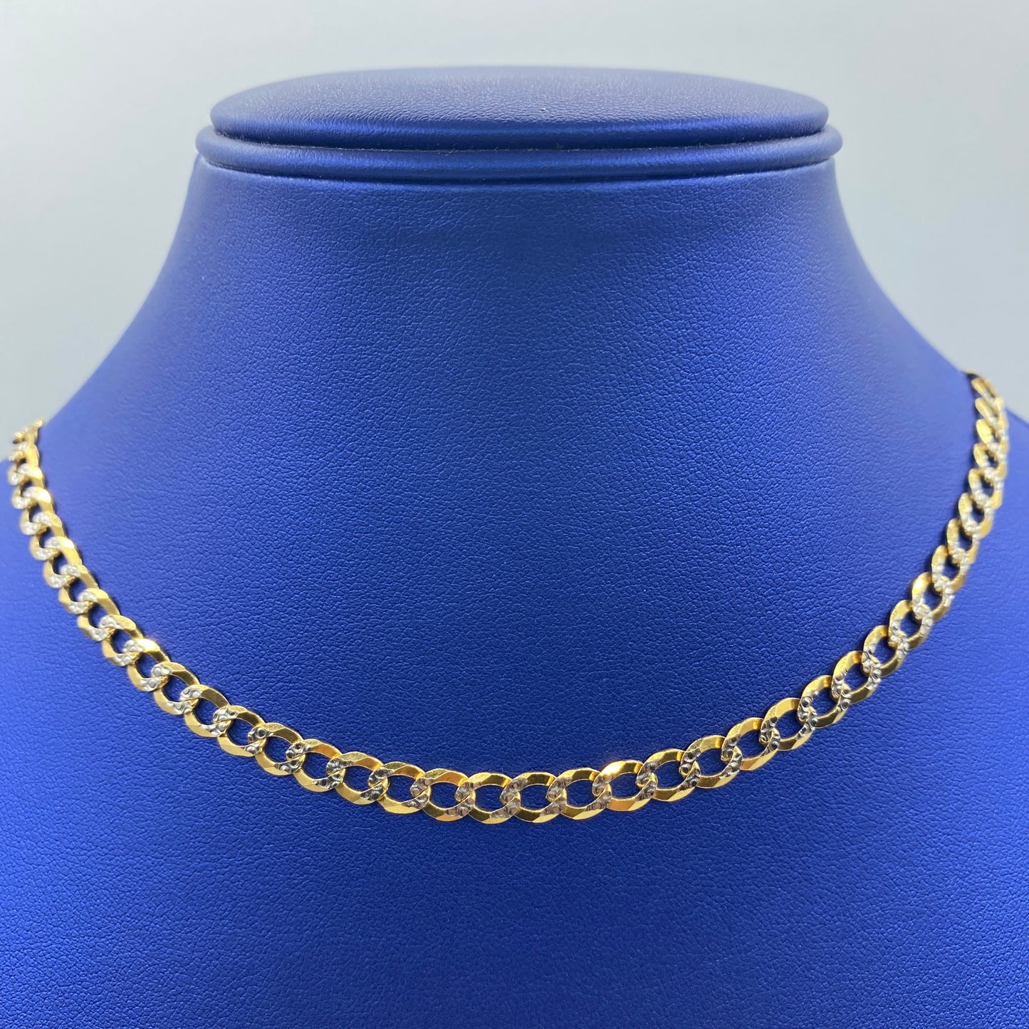 14K 6MM Two-Tone Flat Cuban Link Chain 20"