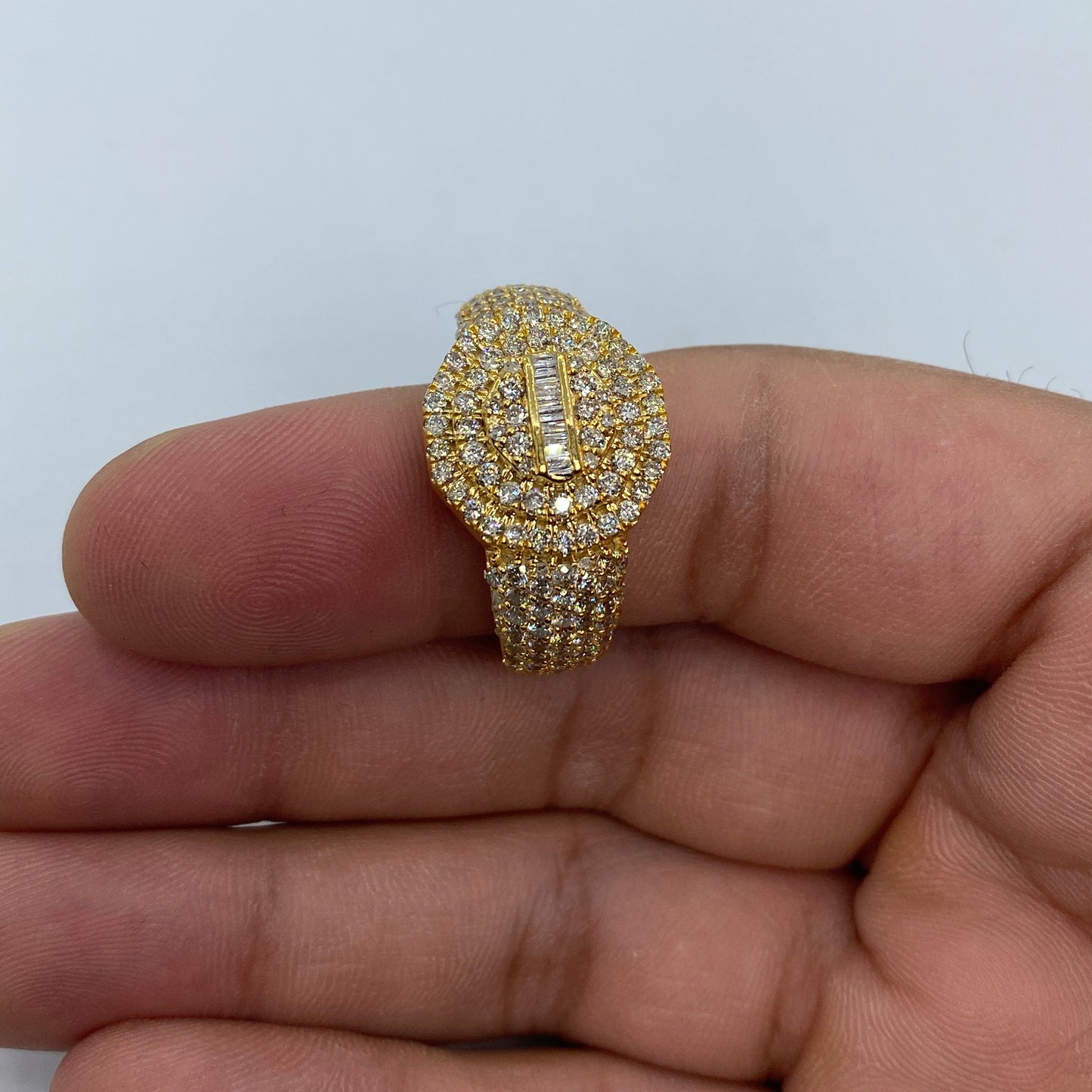 14K Polygon Diamond Baguette Ring