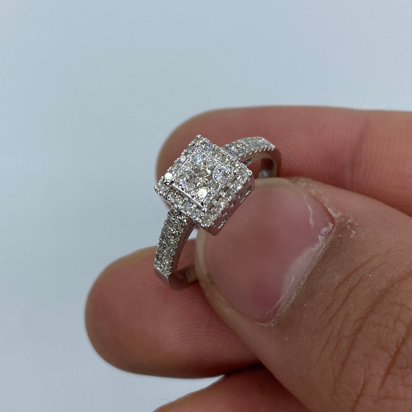 14K 3D Square Diamond Engagement Ring