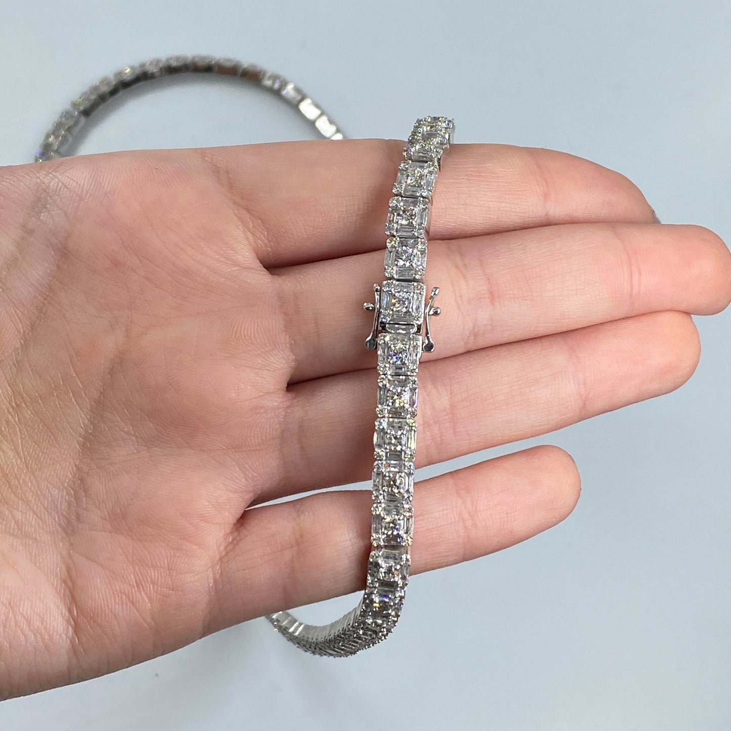 14K Gold 6MM Iced Baguette Tennis Chain