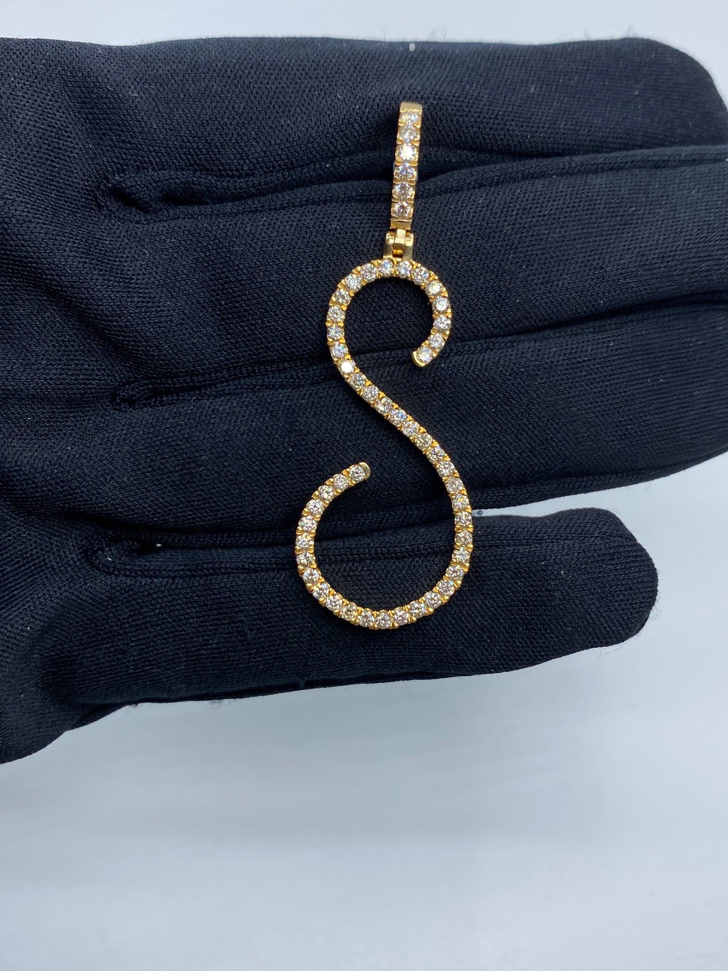 14k Initial S Large Script Pendant