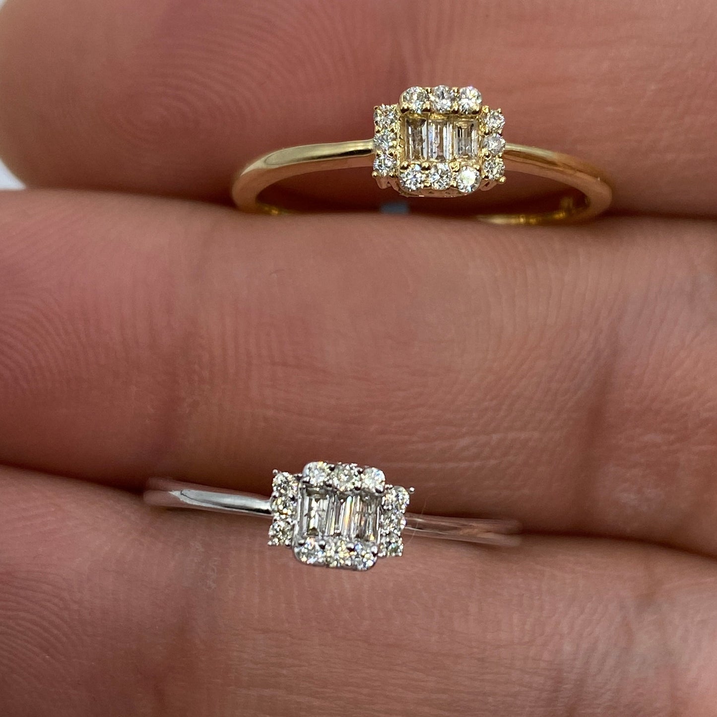 14K Minimal Diamond Baguette Engagement Ring
