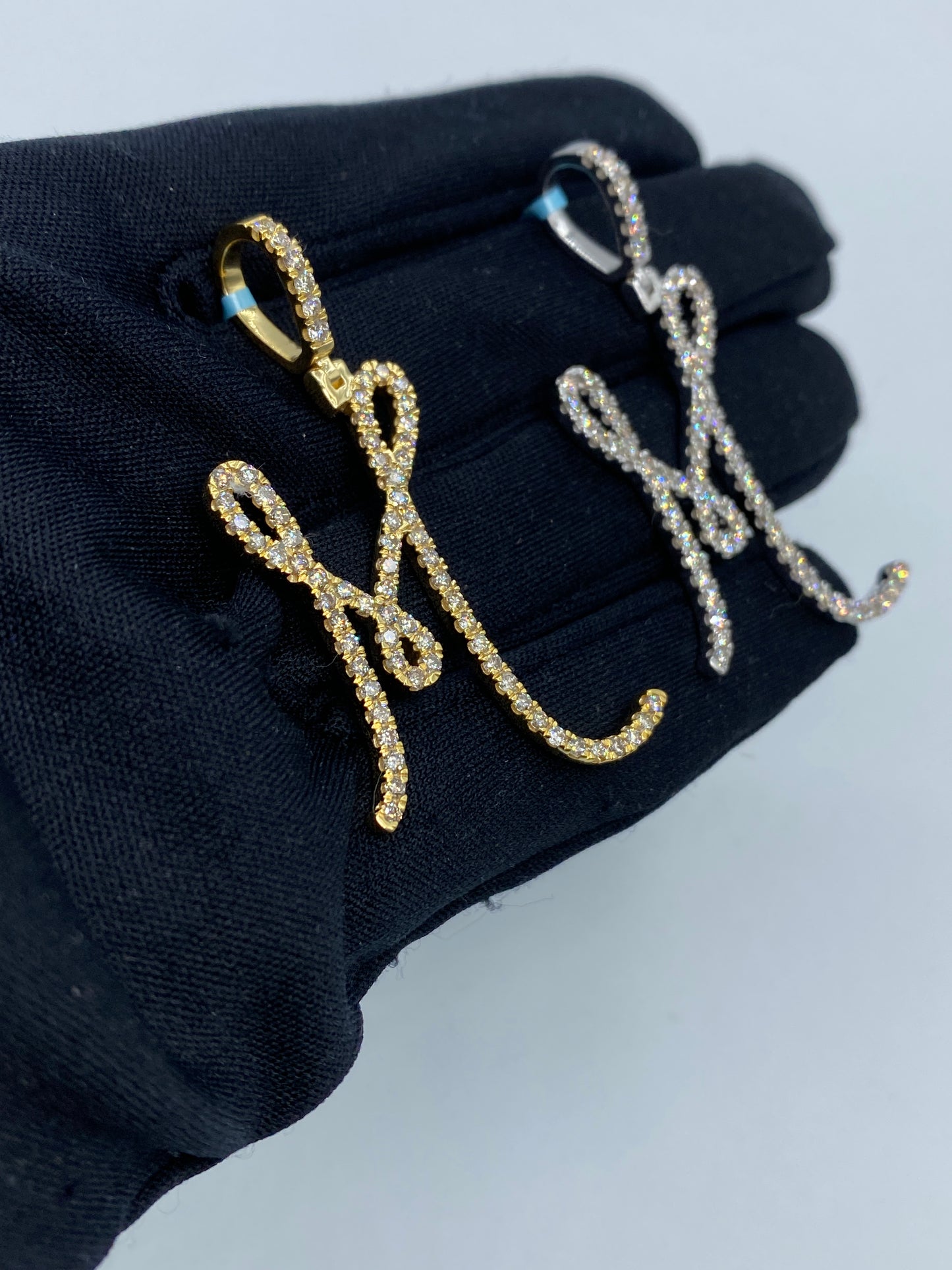 14k Initial M Large Script Pendant