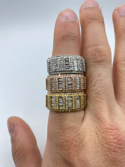 Triple Row Baguette Ring Band