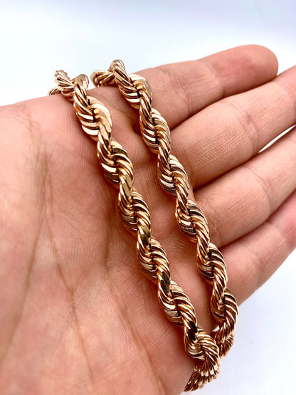 14k Solid Rose Gold Rope Chain 7mm 24”