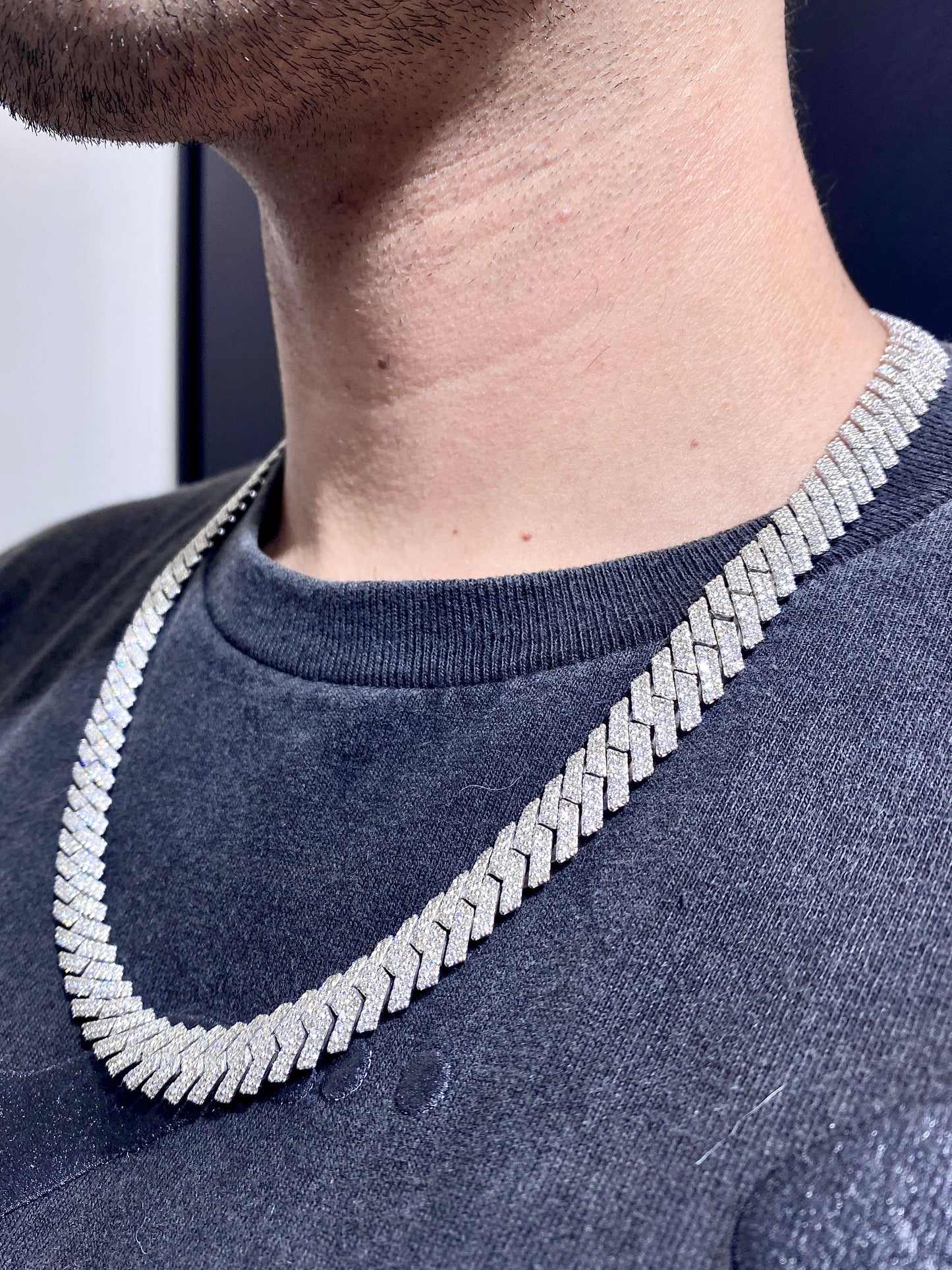 14k 11.5mm White Gold Cuban Chain 22"