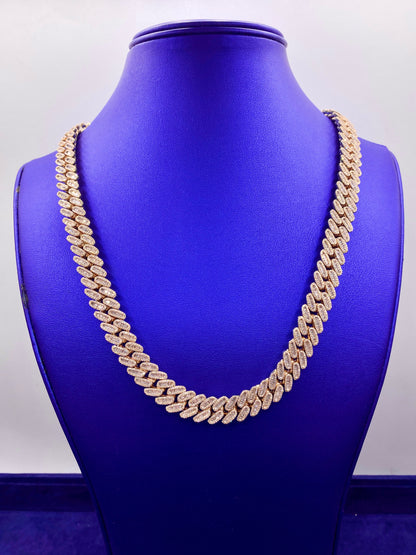 10K 12M Yellow Gold Baguette Cuban Chain 21"