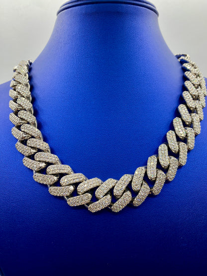 14k White Gold Jumbo Diamond Cuban Chain 20mm
