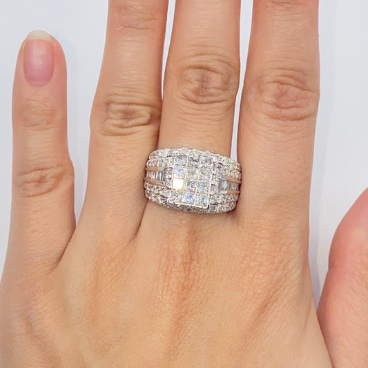 10K Rectangle Princess Cut Diamond Baguette Ring