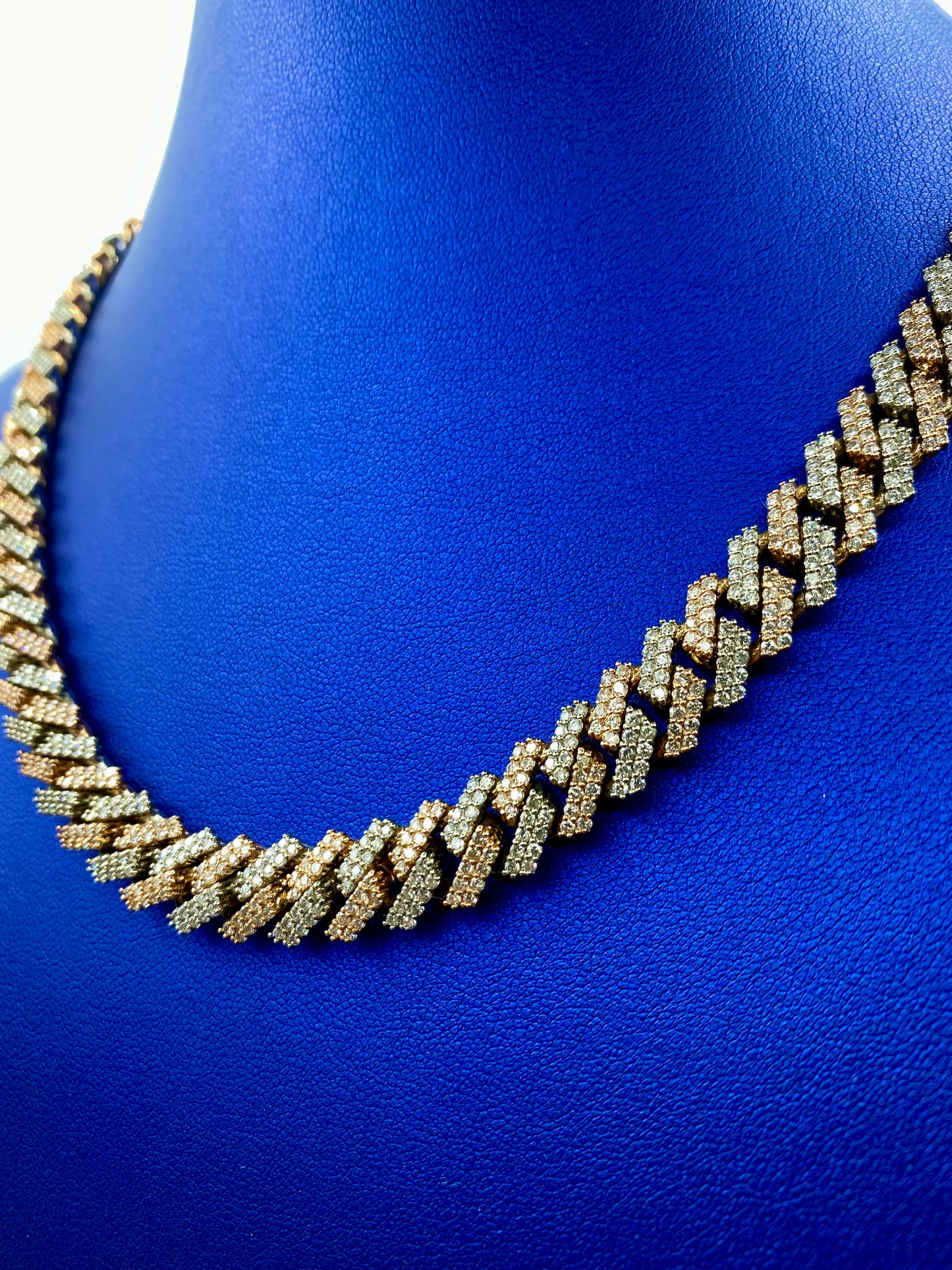 14k Two-Tone Jumbo Diamond Cuban Chain 10.5mm