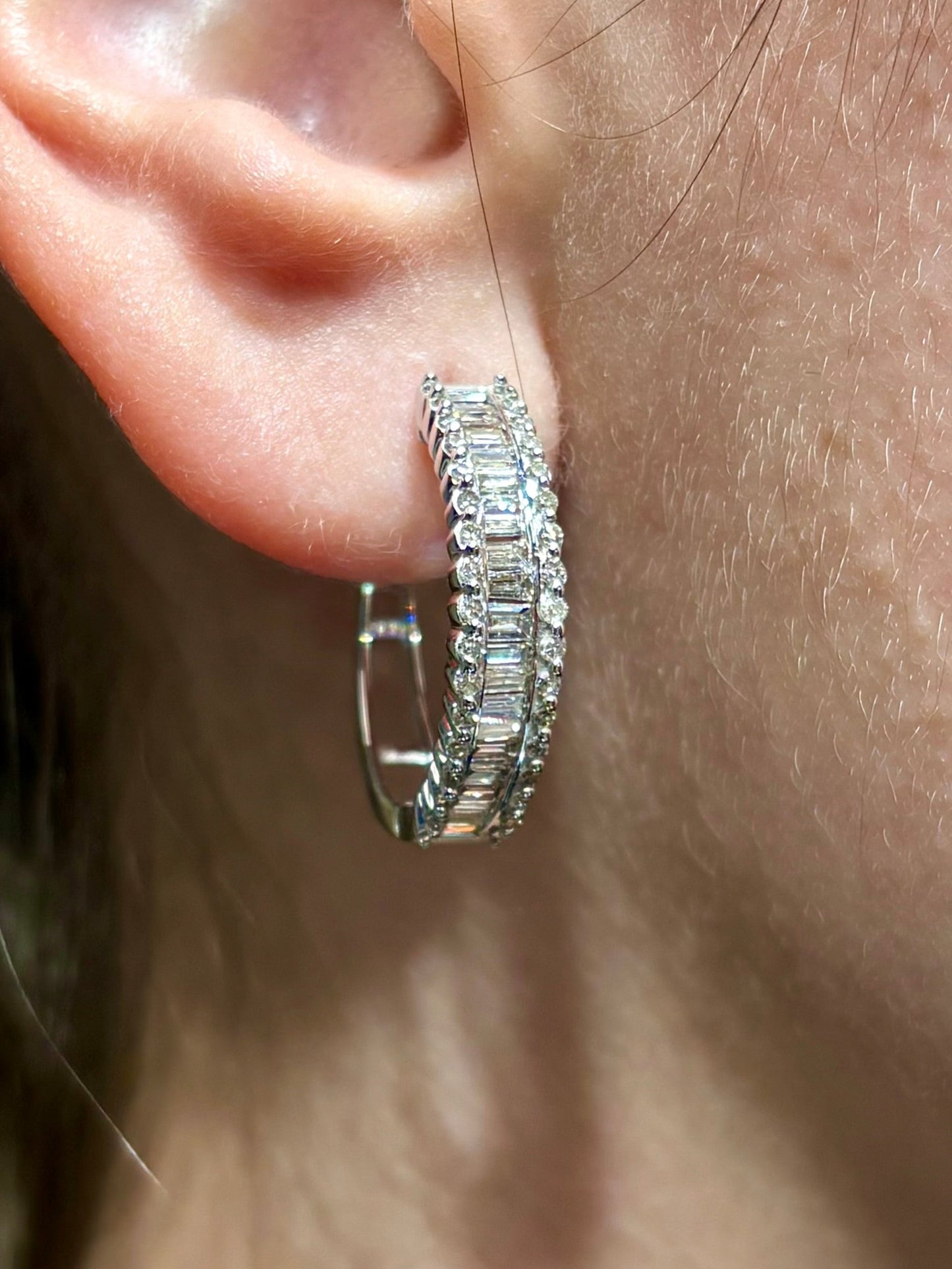 14k Baguette Gap Hoop Earrings