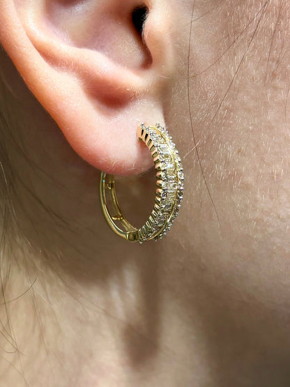 14k Baguette Gap Hoop Earrings