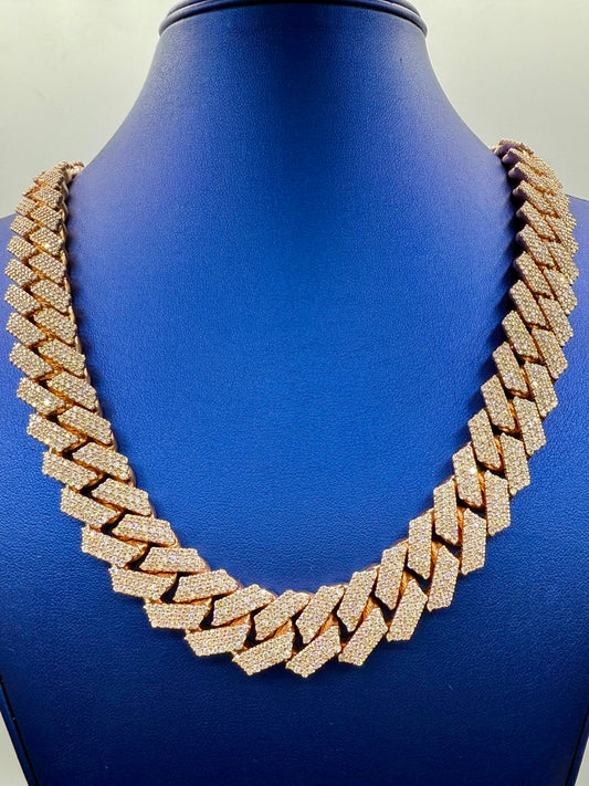 14k Jumbo Rose Gold Bust-Down Diamond Cuban Chain