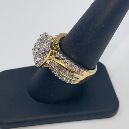 10K Square Diamond Baguette Ring