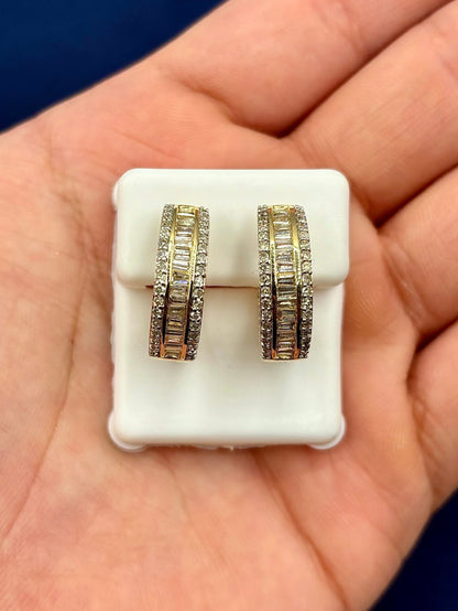 14k Small Baguette Ladder In and Out Hoop Earrings