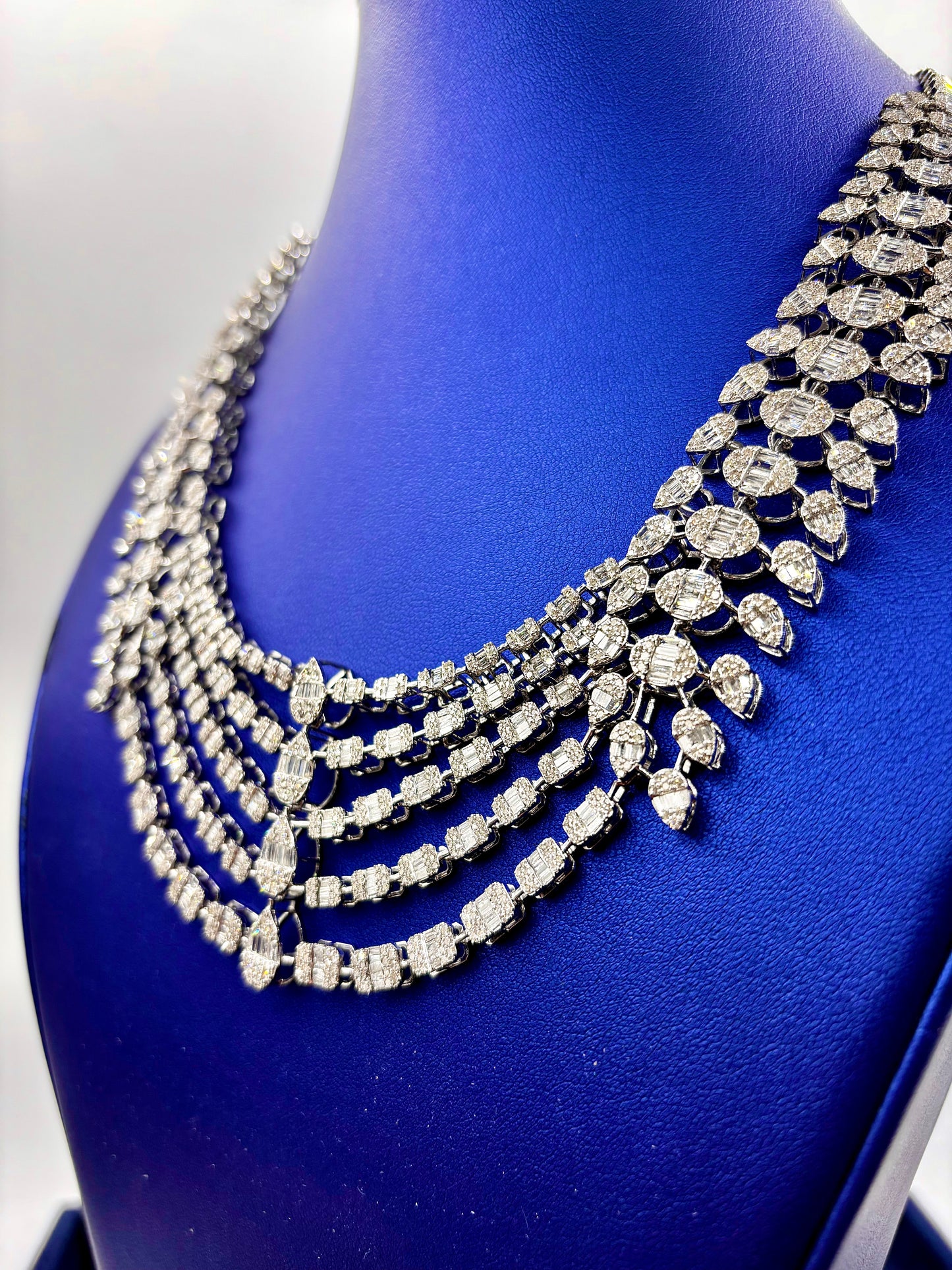 14k Elegant Baguette Diamond Necklace