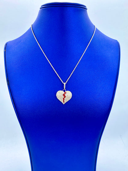 14K Broken Heart Diamond Pendant