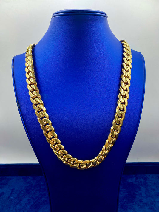 14K Solid Gold Cuban Chain 15mm 24"