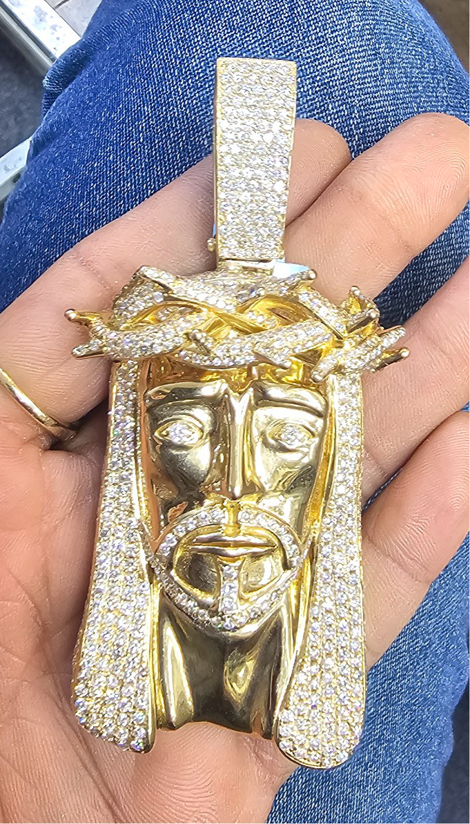 14k Jumbo Thorn Crown Jesus Pendant