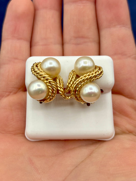 Gold Pearl Earrings