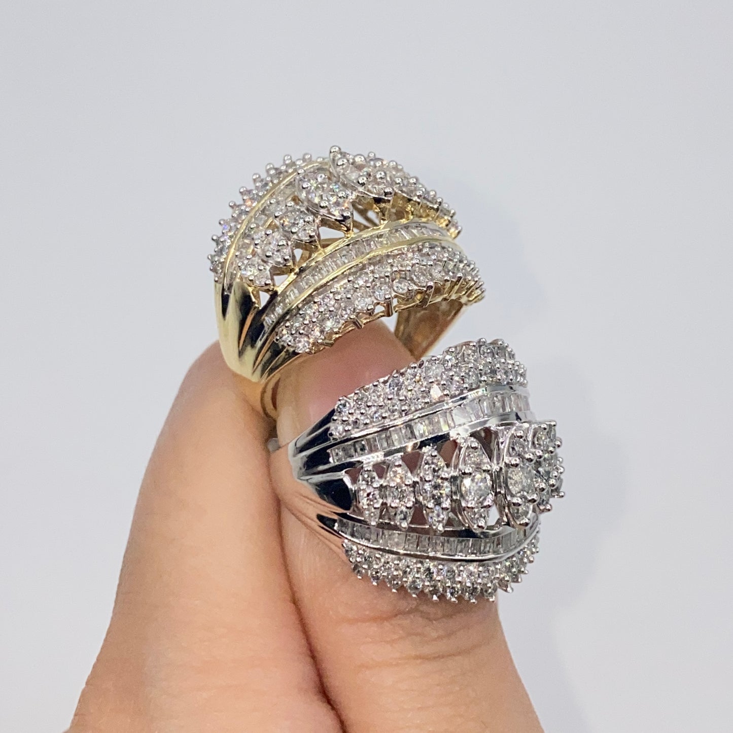 10K Cluster Diamond Baguette Ring