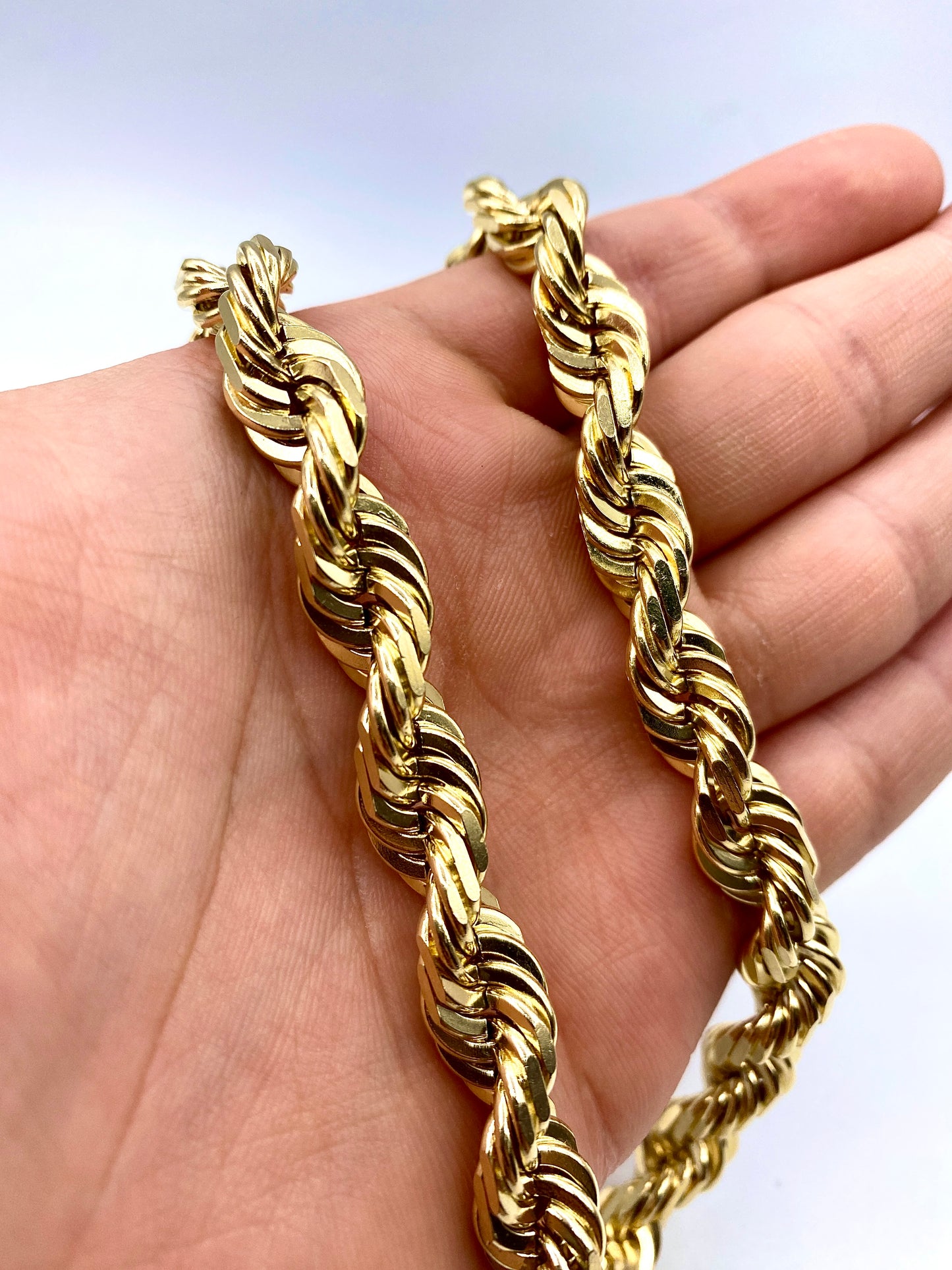 14k Solid Gold Rope Chain 10mm 26”