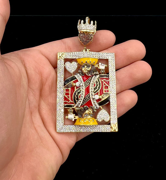 10k Custom Jumbo King of Hearts Pendant