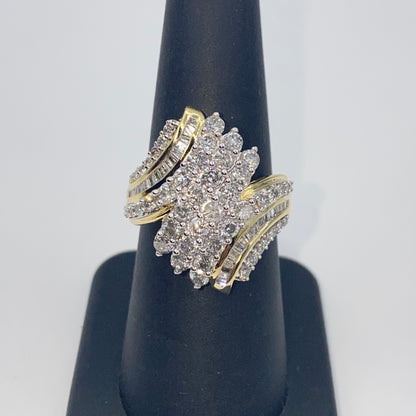 10K Cluster Diamond Baguette Ring