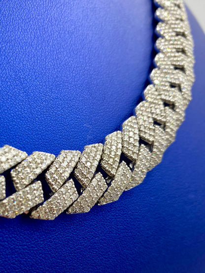 14k White Gold Jumbo Diamond Cuban Chain 15.7mm