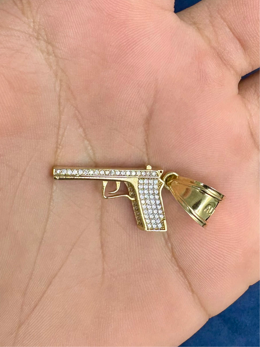10k Gold Gun Pendant
