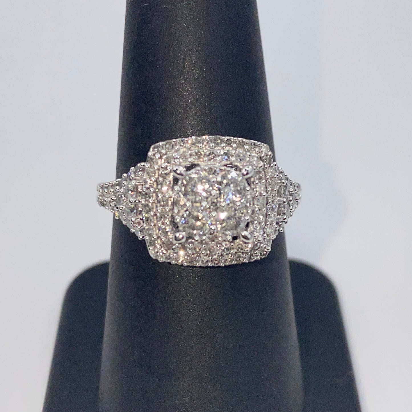 10K Circle Square Halo Diamond Engagement Ring