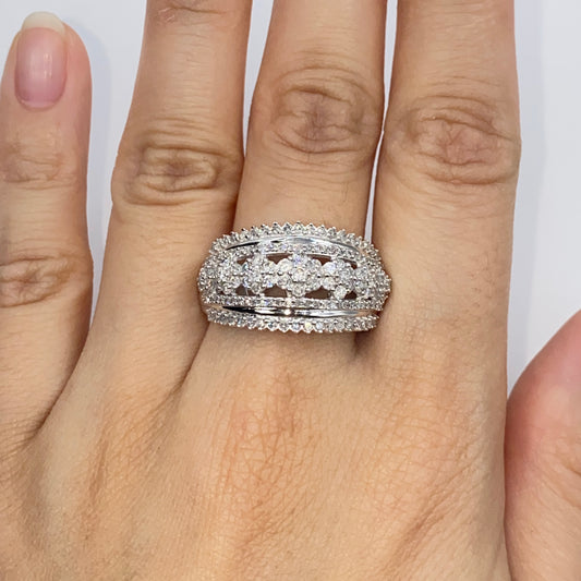 10K Flower Tiara Diamond Engagement Ring