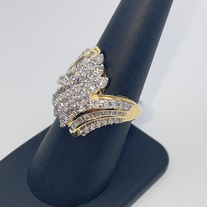 10K Cluster Diamond Baguette Ring