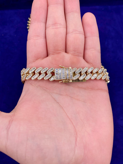 10K 12M Yellow Gold Baguette Cuban Chain 21"