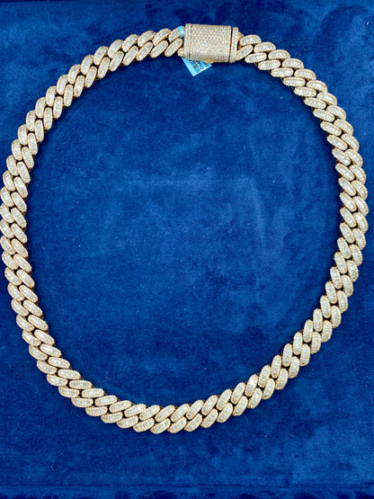 14k Rose Gold Jumbo Baguette Diamond Cuban Chain 14.2mm