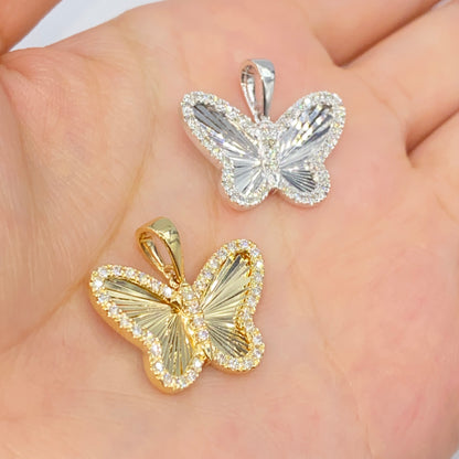 14K Soft Butterfly Shine Diamond Pendant