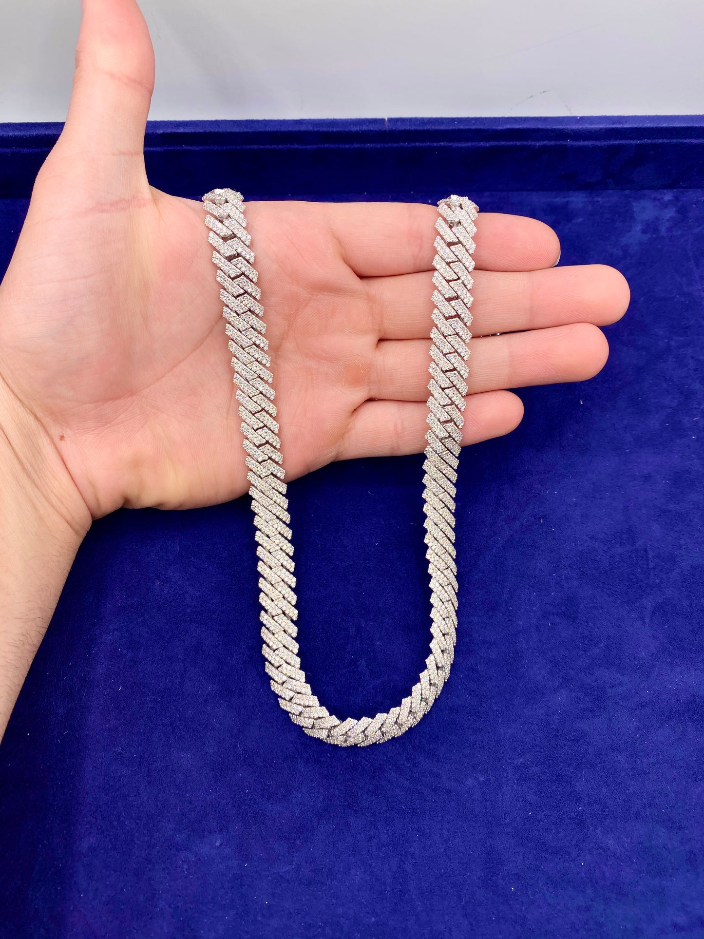 14k 11.5mm White Gold Cuban Chain 22"