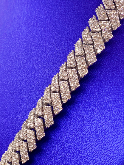 10k 12mm White Gold Diamond Cuban 22"